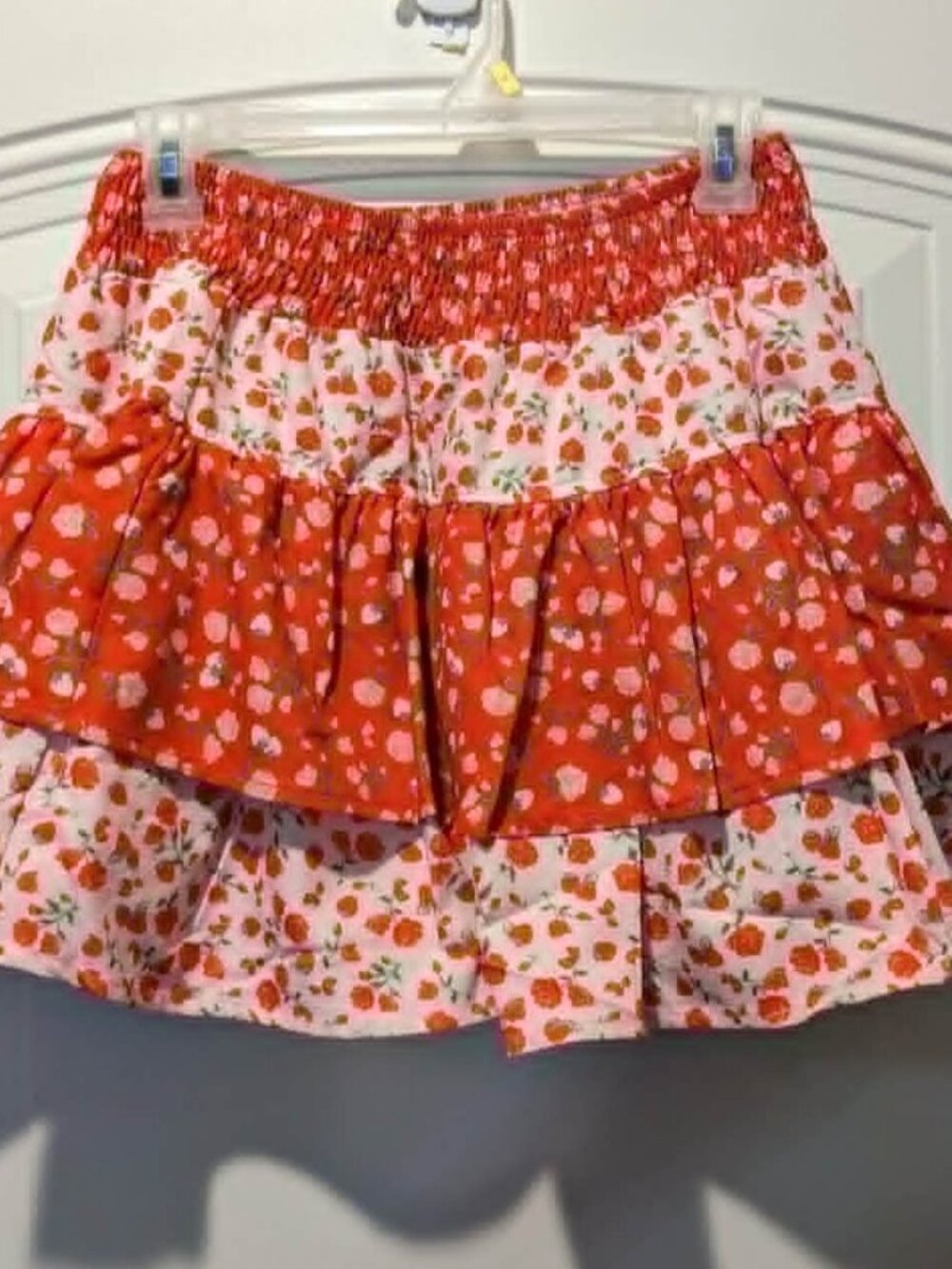 Juniors Daisy Street Strawberries & Roses Tiered Mini Skirt - size L - NWT